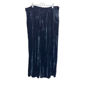 Anthropologie Hei Blue Velvet Drawstring Culotte Pants | Size L NWT